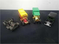 Group of small replica cars one is a pencil