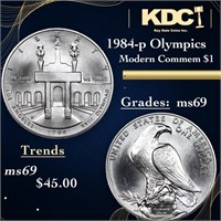 1984-p Olympics Modern Commem Dollar $1 Grades ms6
