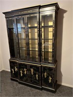 Asian Style Wood / Glass Lighted China Cabinet