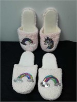 Two pairs of children's slippers