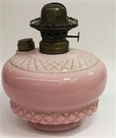 Pink Slag Glass Oil Lamp Base