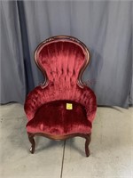 Antique Victorian Style Red Rose Chair