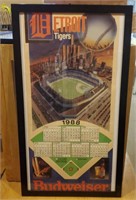 Framed Detroit Tigers Schedule w/Tiger Stadium