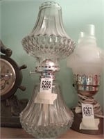 Diamond crystal oil lamp & shade 13"