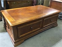 Wood coffee table 1 drawer, opens either side***