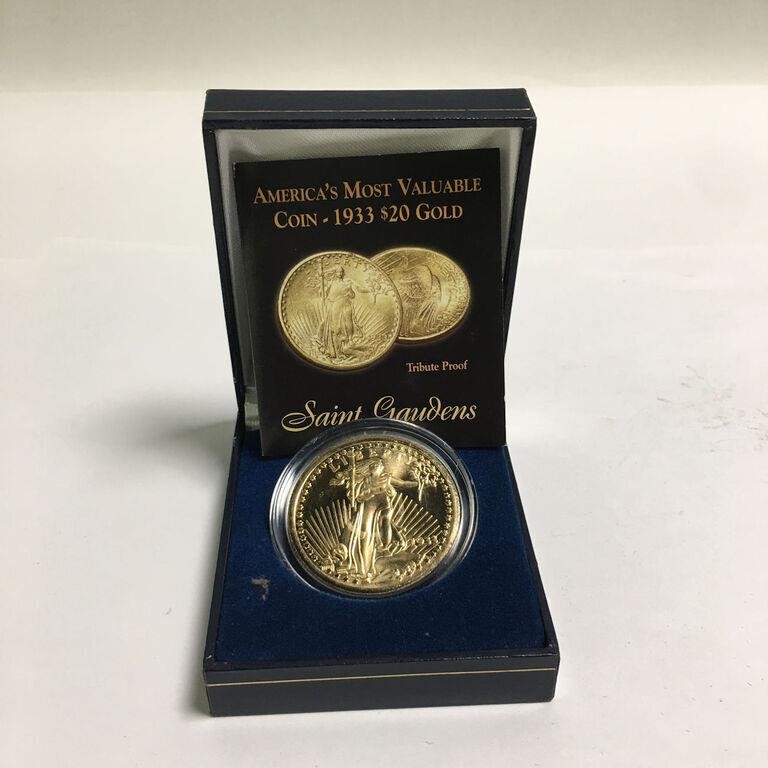$20 Gold Saint Gaudens, 24kt Gold Clad Proof