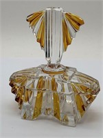 Amber And Clear Covered Jar In Shape Of Perfume