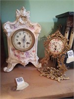 *French? porcelain mantle floral clock (without