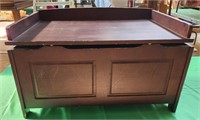 Brown wooden toy box 28x14.5x18