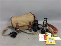 Minolta SRT202 Camera, Lenses, and Bag