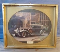 Framed photo 1931 Packard. Framed is broke