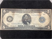 1914 5 Dollar Federal Reserve Large Note