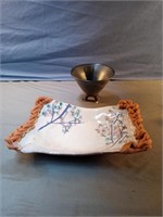 Handmade pottery trinket bowl and a decorative