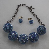 COSTUME JEWELRY DISCOBALL NECKLACE CLIP ON EARRING