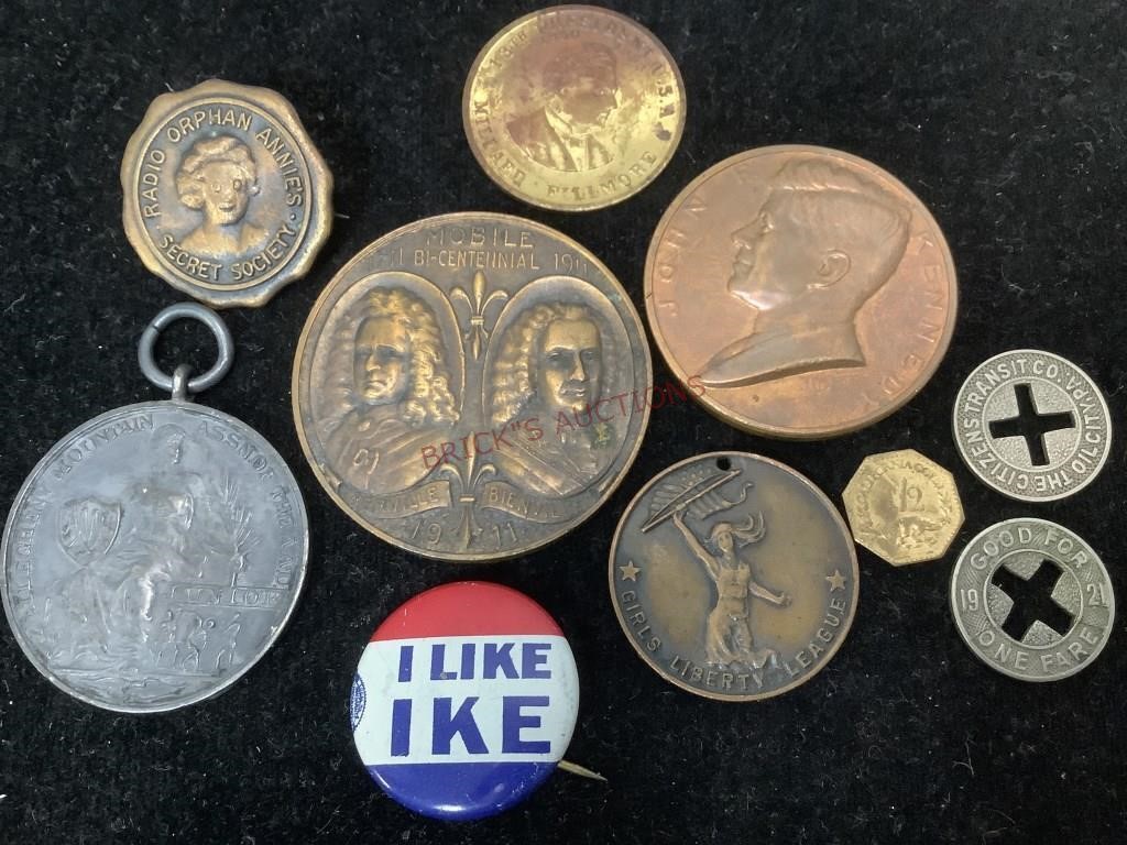 Assortment of Tokens, Coin, Pins and More