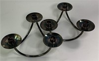 Pair Of Silver Plate Modern 3 Light Candle Holders