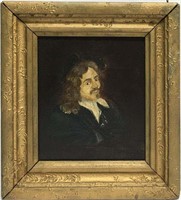 Oil On Canvas Portrait Of Man In Gilt Frame