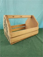 Wooden Crate/Carrier/Basket with Handle and green