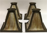 Set Of 4 Slag Glass Lamp Shades
