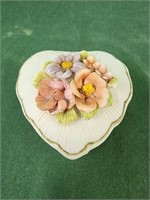 Victorian Heart trinket Box with 3D flowers on