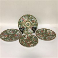 Group Of 4 Chinese Rose Medallion Porcelain Plates