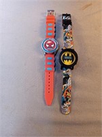 Spiderman and Batman plastic watches