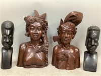 Vintage Wooden African Busts