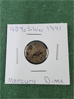 1941 mercury dome 90% silver coin
