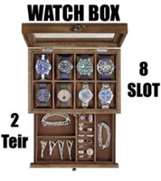 8 SLOT WATCH BOX 2 TEIR WITH DRAWR / MODEL