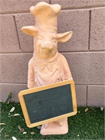 Ornamental Arts Pig Statue Holding Chalkboard