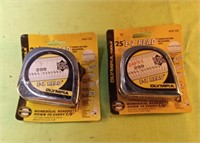 2 Olympia E-Z Read 25' tape measures. New