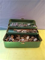 Vintage MyBuddy metal tool box with contents
