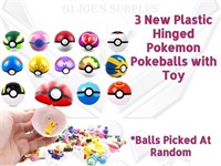 3 New Pokemon Pokeballs with Toys