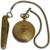 Dufonte Lucien Piccard Pocket Watch W/Knife