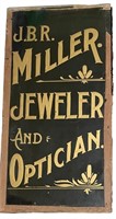 Vintage JBR Miller Jeweler & Optician Sign