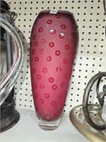 Heavy Red Art Glass Vase