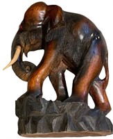 Hand Carved Wooden Elephant Statue