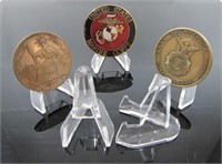 10 Clear Plastic Coin Token Display Holders Easels