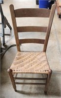 Vintage Wooden Ladderback Chair Woven Seat Rustic