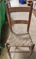 Vintage Wooden Ladderback Chair Woven Seat Rustic