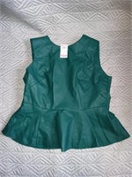 C9)Size large new pleather vest shirt. Zips up the
