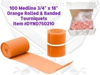 100 New Medline 3/4 x 18 Rolled Tourniquets AA7