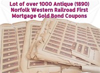 1000+ Antique 1890 Norfolk Western RR Bonds