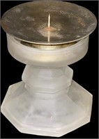 Glass Candleholder W/Brass Insert