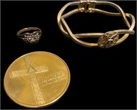 Masonic Bracelet & Ring W/Meditation Coin
