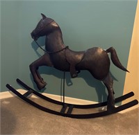 Metal Rocking Horse Sculpture