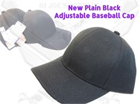 2 New Plain Black Baseball Ball Cap Adjustable