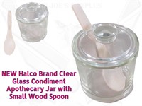 2 NOS Halco Condiment Apothecary Jars w/Wood Spoon