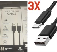 3X USB -C  to USB CHARGING CABLE / 3 FOOT NEW