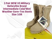 3 Brand New Military Belleville Boots Sz 3
